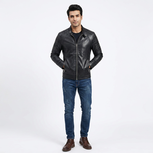 2026 Factory Direct High Quality Genuine Leather Jacket for Men Custom Logo Printed Zipper Plus Size Waterproof High Street - Product Image 1