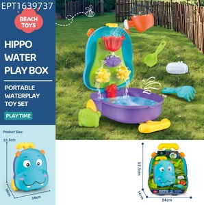 Boîte de jeu aquatique portable pour enfants EPT Kids' Cartoon Animal, table à <span class=keywords><strong>eau</strong></span> et à sable 2-en-1 pour jeux <span class=keywords><strong>d</strong></span>'été en plein air - Product Image 3
