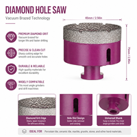 Scie cloche diamantée brasée M14 pour découpe à sec, foret diamanté pour carrelage céramique, marbre et pierre