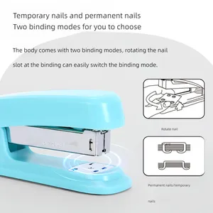 Stapler mini warna-warni, stapler hemat tenaga kerja kantor portabel set modis