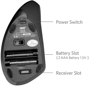 <span class=keywords><strong>Anker</strong></span> Vertical Ergonômico <span class=keywords><strong>Mouse</strong></span> Óptico Sem Fio Escritório Vertical <span class=keywords><strong>Mouse</strong></span> Design Ergonômico Preto com Receptor Sem Fio 2.4G Ratos - Product Image 5