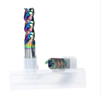 Fraise à queue en carbure cémenté à 3 dents colorée pour machine CNC avec revêtement DLC pour aluminium, support personnalisé