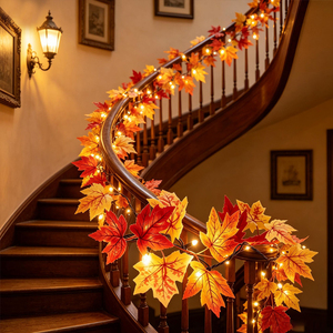 Guirlande lumineuse vintage en tungstène en forme de feuille d'érable, étanche IP44, blanc chaud, pour intérieur et extérieur, lumières féériques d'<span class=keywords><strong>automne</strong></span>, Thanksgiving, Halloween - Product Image 1
