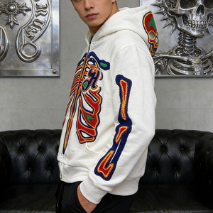 YSJY OEM Streetwear Custom 100% Cotton Oversized Heavyweight Thick French Terry Y2K Full Face Zip up Puff Printed Hoodie for Men - Product Image 3