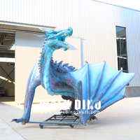 Synchronisé avec la voix rugissante de dinosaure Film animatronique réaliste Dragon bleu Dragon occidental Sculpture animatronique