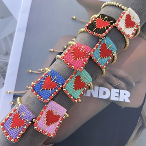 Collar y Pulsera con Dije <span class=keywords><strong>de</strong></span> Corazón Rojo, Collar <span class=keywords><strong>de</strong></span> Tela Miyuki <span class=keywords><strong>Tejido</strong></span> a Mano, Collar con Cadena y Dije <span class=keywords><strong>de</strong></span> Corazón con Cuentas <span class=keywords><strong>de</strong></span> Color Dorado - Product Image 2