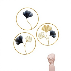 Ginkgo <b>Leaf</b> Metal <b>Wall</b> Sculptures | Set of 3 | Elegant <b>Wall</b> Hanging for Living Room Bedroom Dining Room Office Restaurant - Product Image 1
