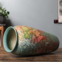Haut de gamme rétro paysage Dezhou Vase en céramique Wabi-Sabi Style décoration de la maison ornement argile matériel mat glaçure pour la culture hydroponique
