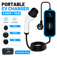 Chargeur EV portable 16A 32A 3,5 kW 7 kW Type 2, station de charge à courant réglable, chargeur rapide pour véhicule électrique