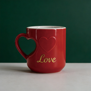 Ensemble de tasses en céramique pour couple romantique - Tasses à café blanches de 12 oz avec impression dorée Amour <span class=keywords><strong>et</strong></span> <span class=keywords><strong>Cupidon</strong></span>, poignée en forme de cœur, cadeau de la Saint-Valentin - Product Image 5