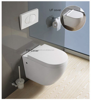 Cuvette de toilette murale sans rebord en céramique moderne monobloc avec réservoir encastré et siphon en P