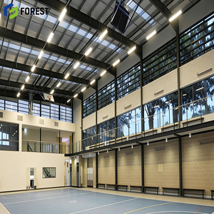 โรงยิมโรงเรียนมัธยมโครงสร้างเหล็กสำเร็จรูปถาวร สนามเทนนิสในร่ม ช่วงกว้าง ประหยัดพลังงาน คุ้มค่า - Product Image 1