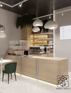 Muebles <span class=keywords><strong>de</strong></span> Barra <span class=keywords><strong>para</strong></span> Cafetería Boutique con Iluminación LED, Diseño <span class=keywords><strong>de</strong></span> Vitrina <span class=keywords><strong>para</strong></span> Cafetería, Exhibidor <span class=keywords><strong>de</strong></span> Pasteles y Café, Acero Inoxidable Templado - Product Image 5