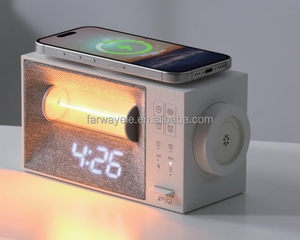 Réveil avec chargeur sans fil 15W, machine à bruit blanc aux sons apaisants, lumière de réveil simulateur d'aube, horloge de chevet à intensité réglable - Product Image 1