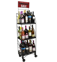 Présentoir de bouteille de boisson de fil métallique de magasin de détail présentoir de vin support de verre de bière avec la roue