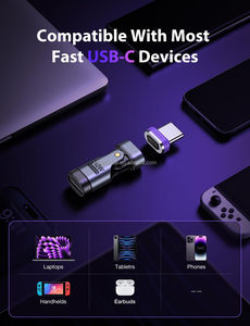 อะแดปเตอร์แม่เหล็ก 240W รุ่นใหม่ล่าสุด 16 พิน หมุนได้ 180 องศา หัวต่อ USB C ตัวผู้เป็นตัวเมีย สำหรับ iPhone, Samsung, <span class=keywords><strong>Huawei</strong></span> - Product Image 4