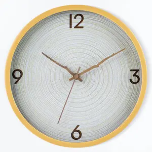 Reloj de pared de plástico como madera de 12 pulgadas, moderno reloj de mano de madera con movimiento de cuarzo de estilo nórdico para el hogar