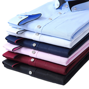 Vendita diretta in fabbrica 100% camicia in cotone tinta unita da uomo con bottoni - Product Image 3