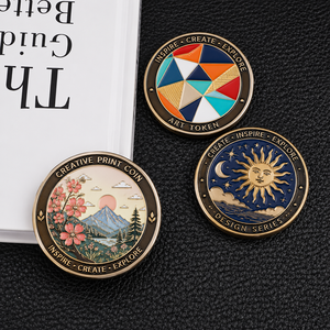 Moneta Commemorativa Personalizzata in Metallo con Stampa, in Lega di Alluminio e Zinco, con Motivo Floreale, in Ottone 3D, Dorata, Incisa, con Significato - Product Image 1