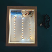 Lampe de table créative à LED tricolore réglable, rechargeable par USB, avec cadre photo en bois et insert acrylique vierge miroir