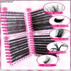 Set <span class=keywords><strong>de</strong></span> Pestañas Postizas Voluminosas 30 40 50 60 80D con Adhesivo y Sellador DIY, <span class=keywords><strong>Pinzas</strong></span> y Kit <span class=keywords><strong>de</strong></span> Pestañas en Racimo en Caja Rosa - Product Image 2