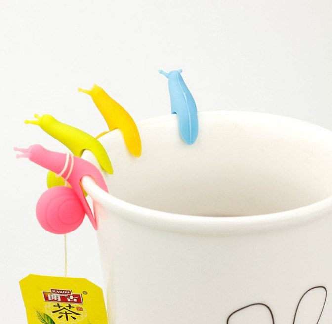 SC04, оптовая продажа, Милые силиконовые вешалки в форме улитки карамельных цветов для чайных пакетиков, держатель для чашек, кружек, маркеров