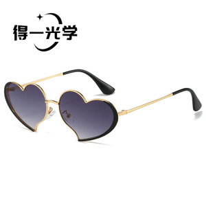 <b>Heart</b> Shape <b>Sunglasses</b> Metal Frame <b>Black</b> UV400 Women Fashion Outdoors - Product Image 2