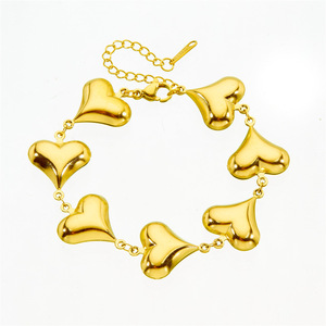 Heart-Shaped Stainless Steel Necklace And <b>Bracelet</b> <b>Set</b> For Women Party Jewelry Fashion Accessory - Product Image 4