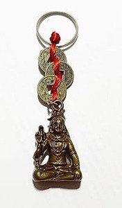 Divine Cultural Fusion Sacred Shiva Keychain with Vintage Style Brass Fortune Coins Offset Printed Offset Printing - Product Image 2