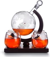Décanteur carte du monde au design moderne pour bouteille de whisky en verre de qualité supérieure avec cadeau motif carte du monde