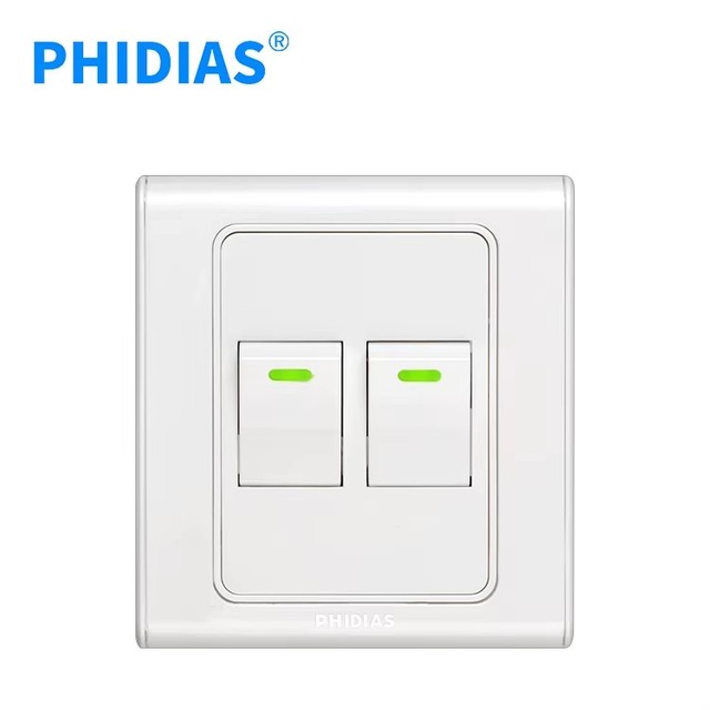 High Quality PHIDIAS White ABS + Copper Electric Switch Wall Socket 16A 250V Durable Nepal Pakistan Home Office Use 1 Gang 1 Way