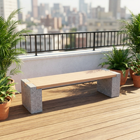 Banc de jardin moderne en HDPE avec cadre en marbre, durable et écologique, 3 places, pour parc et jardin