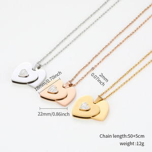 Collier en forme de cœur <span class=keywords><strong>pour</strong></span> meilleures amies, collier d'<span class=keywords><strong>amour</strong></span> <span class=keywords><strong>pour</strong></span> couple, acier inoxydable, pendentif DIY, logo gravé au laser, nom, cadeau <span class=keywords><strong>pour</strong></span> la Saint-Valentin - Product Image 4