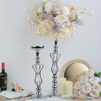 Vases à fleurs en métal personnalisables en gros, supports en métal argenté pour centre de table, mariage, banquet, célébration, décoration de scène