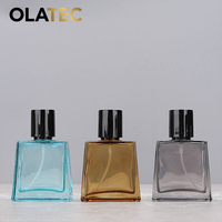 OLATEC Botella de Perfume de 30 ml al por Mayor, Botella de Perfume de Vidrio Cuadrada Vacía, Personalizada, Colorida, de Lujo, con Tapa Negra