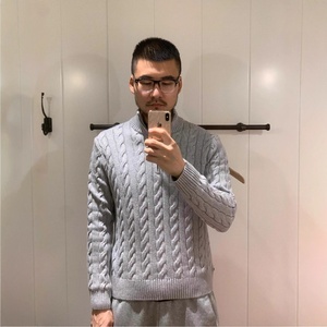 Suéter de Punto Coreano con Cuello Alto y Media Cremallera, con Código QR Escaneable para Logotipo Bordado, para Hombre y <span class=keywords><strong>Mujer</strong></span>, Invierno - Product Image 3
