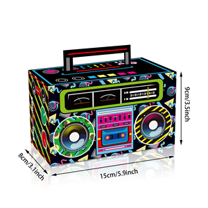 Huancai 80s Novelty <strong>Boom</strong> Favor Box Retro Radio Cassette Candy Treat Boxes Paper Gift Cake Goodies Box for Hip Hop Party Supplies - Product Image 4