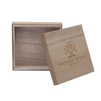 Boîte cadeau carrée en bois de paulownia naturel fait main sur mesure du Guangdong avec couvercle et base, logo gravé au laser, emballage pour bijoux et souvenirs