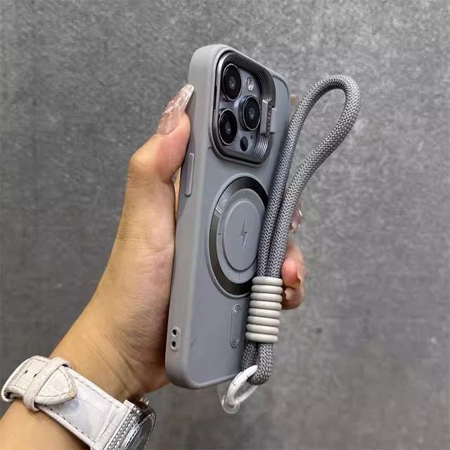 Lens Protection Flip Bracket  Transparent Lanyard Case for iPhone 16 Pro Max 11 12 13 14 15 Pro Max Plus Shockproof Cover