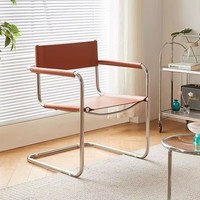 Chaises de salle à manger modernes en acier inoxydable, chaises à coussin souple en cuir brun pour restaurant, hôtel, maison, usage commercial