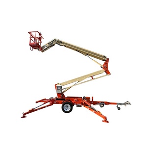 Used Bucket Truck Towable 10m Diesel Trailer Articulated <b>Boom</b> Lift With Hydraulic Scissor Lift AC Powered Platform - Product Image 1