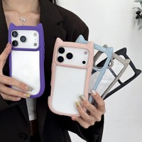 Coque de téléphone transparente 3D avec oreilles de chat pour iPhone 17, 17 Air, 16, 15, 14, 13, 12 Pro Max, 16 Plus, 11 – Protection blindée en PC et TPU
