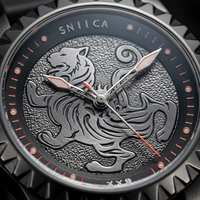 Montre de plongée pour homme de luxe avec mouvement à quartz, acier inoxydable 316L, bracelet en cuir, verre saphir, cadran SN01