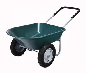Pneumatic Wheel <strong>Plastic</strong> &amp; Metal Heavy Duty Garden Wheelbarrow with Easy Assembly for Farm and Construction Use - Product Image 1