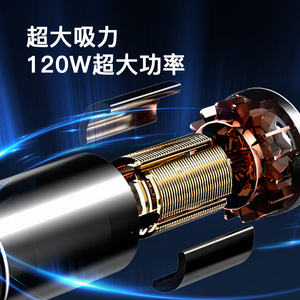 Aspirador inalámbrico de mano de alta potencia de 120W para coche y hogar, eliminador de polvo portátil de succión súper fuerte de doble uso - Product Image 2