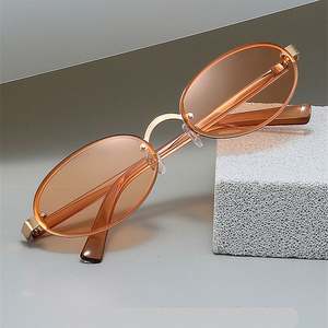 Gafas de Sol Redondas sin Montura de Aleación Retro de Moda con Logotipo Personalizado 2025, Gafas de Sol Ovaladas Pequeñas con Protección UV400 para Hombre y Mujer - Product Image 3