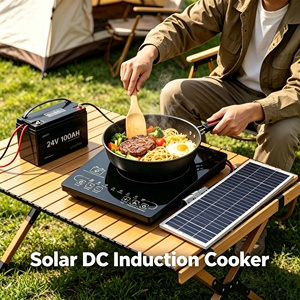 Nieuwe enkelvoudige batterij-aangedreven elektrische commerciële zonne-energie DC 12V/24V/48V inductiekookplaat slimme hotpot-kachel - Product Image 2