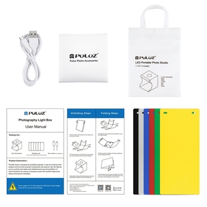 Studio <span class=keywords><strong>photo</strong></span> portable pliable PULUZ 20 cm 5500LM avec 20 LED et 6 fonds, alimenté par USB pour la photographie de petits produits - Product Image 5