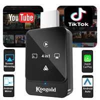 Adaptateur CarPlay portable Koogold avec prise en charge sans fil et Bluetooth Android Auto, télécommande GPS, garantie 1 an