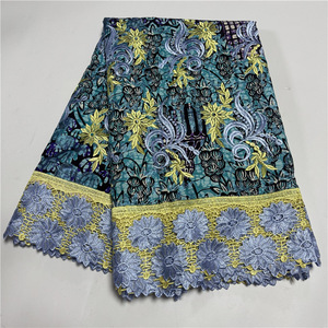 ผ้าลูกไม้ลายขี้ผึ้งปักลายดอกไม้สุดหรูสีทองแกรนด์แกรนด์แวกซ์แอฟริกัน6หลา - Product Image 6